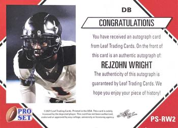 2021 Pro Set College Football - Autographs Gold #PS-RW2 Rejzohn Wright Back