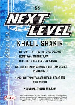 2022 SAGE - Gold #88 Khalil Shakir Back