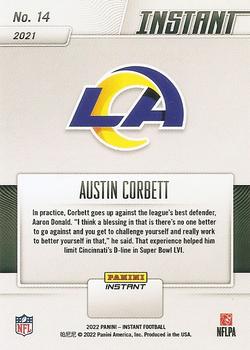 2021 Panini Instant Los Angeles Rams Super Bowl LVI Champions #14 Austin Corbett Back