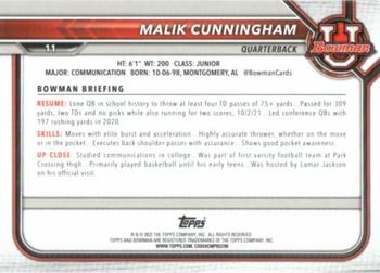 2021-22 Bowman University #11 Malik Cunningham Back