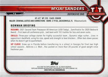 2021-22 Bowman University #16 Myjai Sanders Back