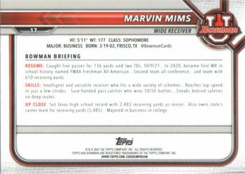 2021-22 Bowman University #17 Marvin Mims Back