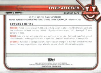 2021-22 Bowman University #21 Tyler Allgeier Back