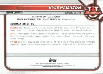 2021-22 Bowman University #34 Kyle Hamilton Back
