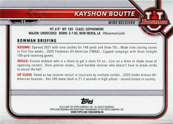 2021-22 Bowman University #35 Kayshon Boutte Back