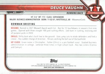 2021-22 Bowman University #43 Deuce Vaughn Back