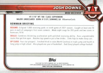 2021-22 Bowman University #50 Josh Downs Back