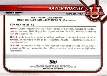 2021-22 Bowman University #61 Xavier Worthy Back