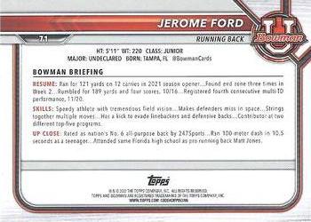 2021-22 Bowman University #71 Jerome Ford Back