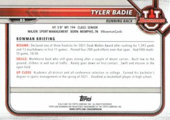 2021-22 Bowman University #80 Tyler Badie Back