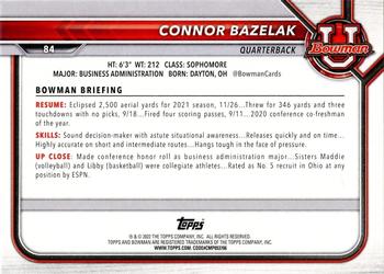 2021-22 Bowman University #84 Connor Bazelak Back