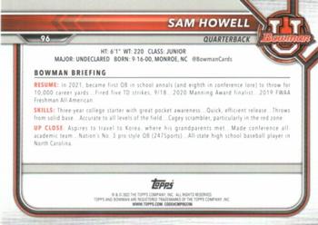 2021-22 Bowman University #96 Sam Howell Back