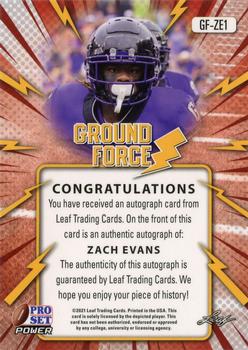 2021 Pro Set Power - Ground Force Autographs #GF-ZE1 Zach Evans Back