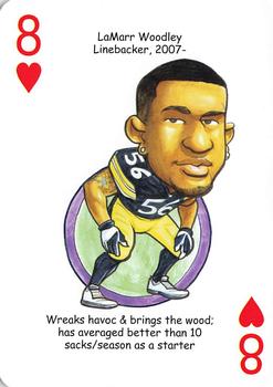 2011 Hero Decks Pittsburgh Steelers Football Heroes Playing Cards #8♥ LaMarr Woodley Front
