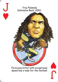 2011 Hero Decks Pittsburgh Steelers Football Heroes Playing Cards #J♥ Troy Polamalu Front