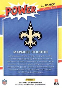 2021 Panini Contenders - Power Players #PP-MCO Marques Colston Back
