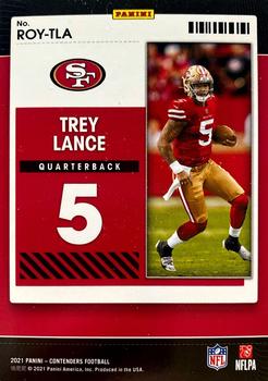 2021 Panini Contenders - Rookie of the Year Contenders #ROY-TLA Trey Lance Back