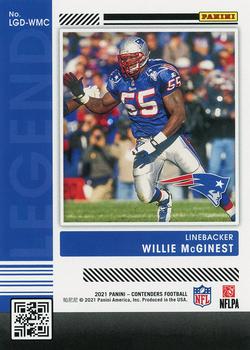 2021 Panini Contenders - Legendary Contenders Silver #LGD-WMC Willie McGinest Back