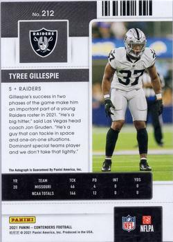 2021 Panini Contenders - Playoff Ticket #212 Tyree Gillespie Back