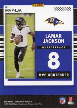 2021 Panini Contenders - MVP Contenders Emerald #MVP-LJA Lamar Jackson Back