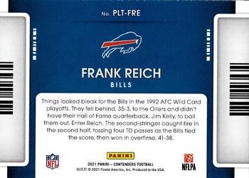2021 Panini Contenders - Playoff Tickets Emerald #PLT-FRE Frank Reich Back