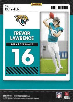 2021 Panini Contenders - Rookie of the Year Contenders Emerald #ROY-TLR Trevor Lawrence Back