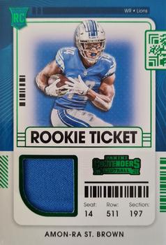 2021 Panini Contenders - Rookie Ticket Swatches #RTS-ARS Amon-Ra St. Brown Front