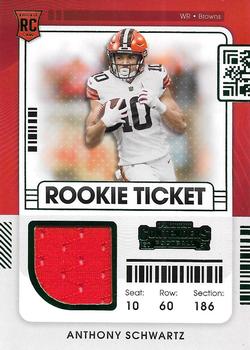 2021 Panini Contenders - Rookie Ticket Swatches #RTS-ASC Anthony Schwartz Front