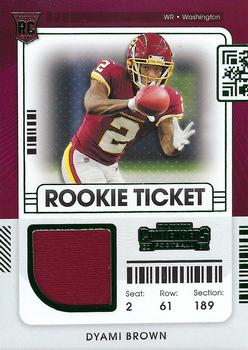 2021 Panini Contenders - Rookie Ticket Swatches #RTS-DBR Dyami Brown Front