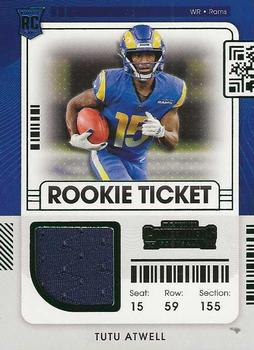 2021 Panini Contenders - Rookie Ticket Swatches #RTS-TAT Tutu Atwell Front