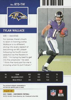 2021 Panini Contenders - Rookie Ticket Swatches #RTS-TW Tylan Wallace Back