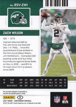 2021 Panini Contenders - Rookie Ticket Swatches Variation #RSV-ZWI Zach Wilson Back