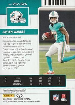 2021 Panini Contenders - Rookie Ticket Swatches Variation #RSV-JWA Jaylen Waddle Back