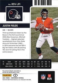 2021 Panini Contenders - Rookie Ticket Swatches Variation #RSV-JFI Justin Fields Back