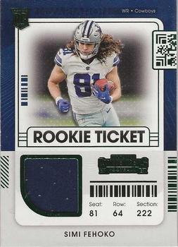 2021 Panini Contenders - Rookie Ticket Swatches Variation #RSV-SFE Simi Fehoko Front