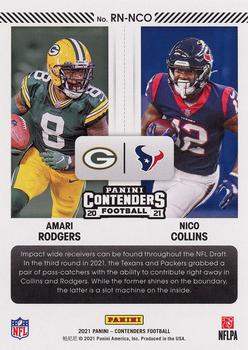2021 Panini Contenders - Round Numbers Ruby #RN-NCO Nico Collins / Amari Rodgers Back