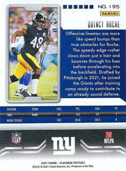 2021 Panini Playbook - Sparkle #195 Quincy Roche Back