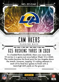 2021 Panini Playbook - Zoning Commission #ZC-CAK Cam Akers Back