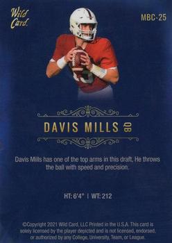 2021 Wild Card Matte - Blue #MBC-25 Davis Mills Back