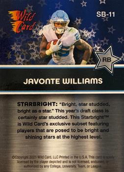 2021 Wild Card Alumination - Starbright Blue #SB-11 Javonte Williams Back