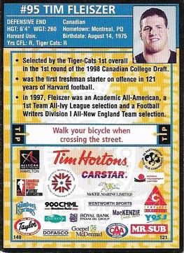 1998 Hamilton Tiger-Cats Police #NNO Tim Fleiszer Back