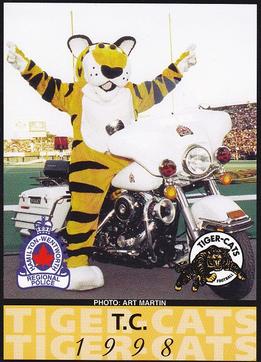 1998 Hamilton Tiger-Cats Police #NNO Mascot T.C. Front