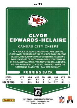 2021 Donruss Optic #35 Clyde Edwards-Helaire Back