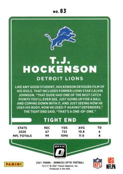 2021 Donruss Optic #83 T.J. Hockenson Back