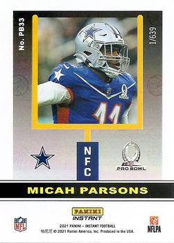 2021 Panini Instant Pro Bowl #PB33 Micah Parsons Back