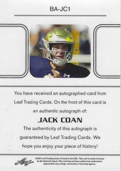 2021 Leaf Memories - 1990 Base Autographs Spectrum Platinum #BA-JC1 Jack Coan Back