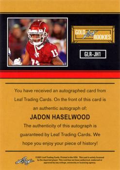 2021 Leaf Memories - 1991 Base Autographs Bronze #GLR-JH1 Jadon Haselwood Back