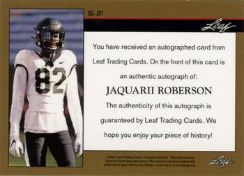 2021 Leaf Memories - 1992 Base Autographs Bronze #BG-JR1 Jaquarii Roberson Back