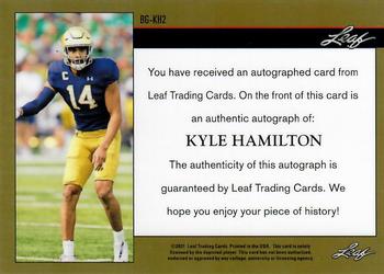 2021 Leaf Memories - 1992 Base Autographs Spectrum Green #BG-KH2 Kyle Hamilton Back