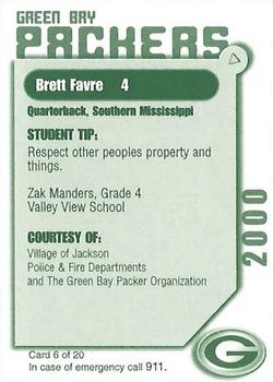 2000 Green Bay Packers Police - Village of Jackson #6 Brett Favre Back
